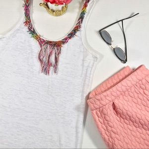 Jamie Kreitman White Fringe Tank - Medium